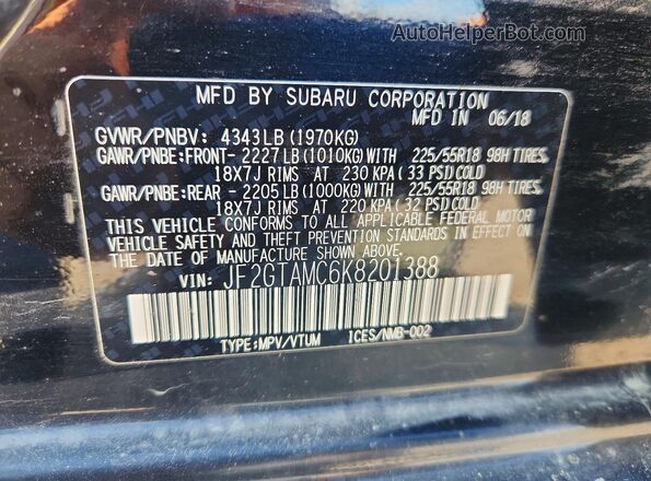 JF2GTAMC6K8201388 2019 SUBARU CROSSTREK Black ძრავის განყოფილების ხედი