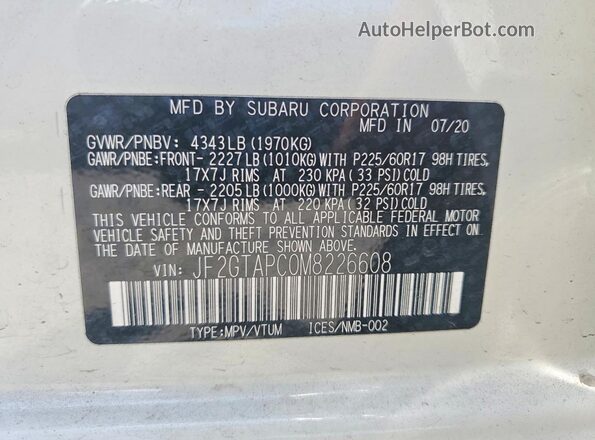 JF2GTAPC0M8226608 2021 SUBARU CROSSTREK White Engine compartment view
