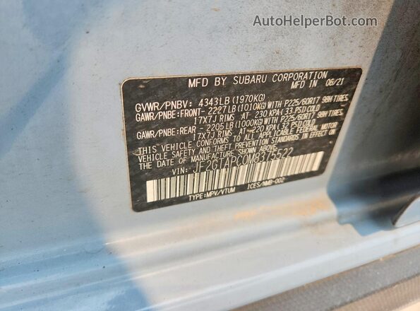 JF2GTAPC0M8375522 2021 SUBARU CROSSTREK Синий Вид подкапотного пространства