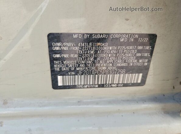 JF2GTAPC5P8307298 2023 SUBARU CROSSTREK Beige VIN კოდის სტიკერის ხედი