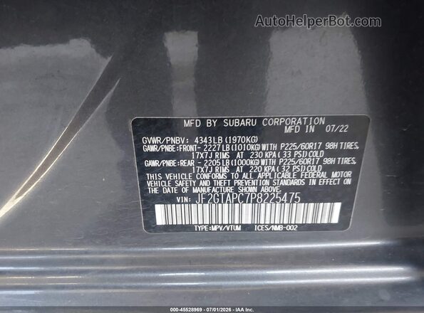 JF2GTAPC7P8225475 2023 SUBARU CROSSTREK Gray Widok komory silnika