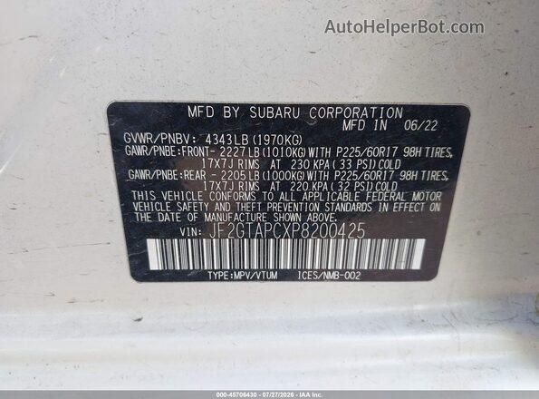 JF2GTAPCXP8200425 2023 SUBARU CROSSTREK Белый Вид подкапотного пространства