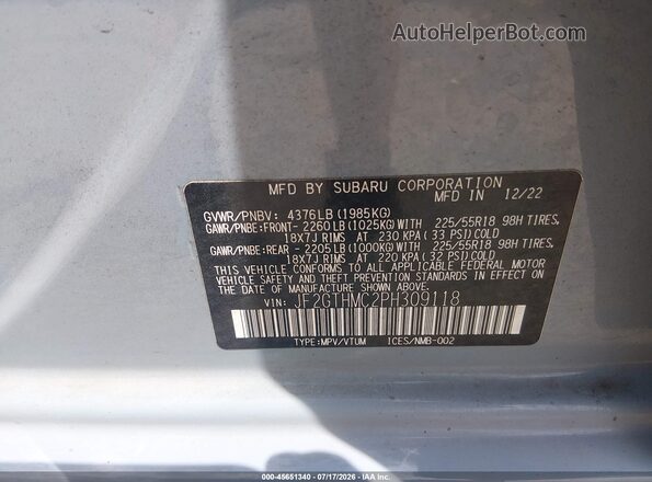 JF2GTHMC2PH309118 2023 SUBARU CROSSTREK Blue Widok komory silnika
