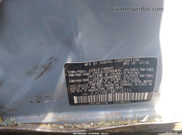 JF2GTHNC0M8224210 2021 SUBARU CROSSTREK Gray Widok komory silnika