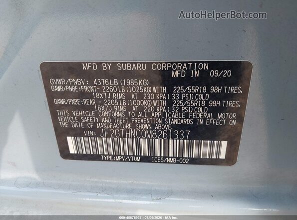 JF2GTHNC0M8261337 2021 SUBARU CROSSTREK Blue Engine compartment view