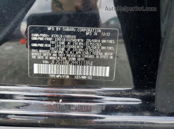 JF2GTHNC2PH311854 2023 SUBARU CROSSTREK Black VIN կոդի պիտակի տեսք
