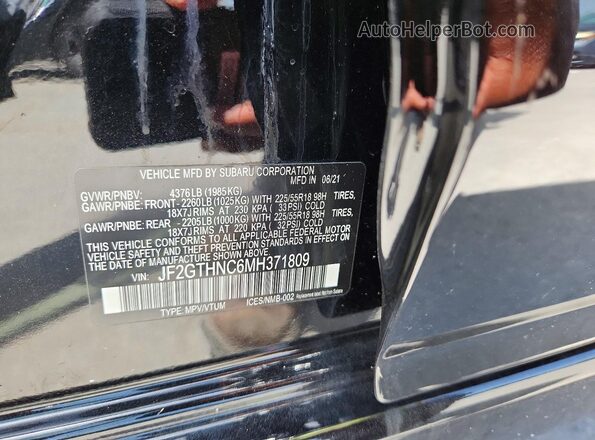 JF2GTHNC6MH371809 2021 SUBARU CROSSTREK Black ძრავის განყოფილების ხედი