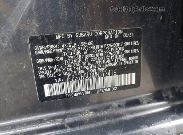 JF2GTHSC8MH373419 2021 SUBARU CROSSTREK Серый Вид наклейки с VIN-кодом