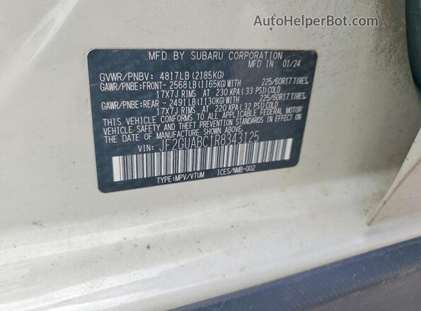 JF2GUABC1R8343125 2024 SUBARU CROSSTREK White Engine compartment view