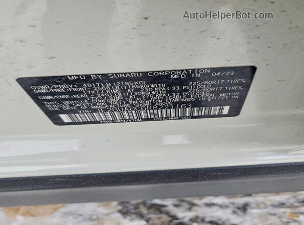 JF2GUADC6R8221163 2024 SUBARU CROSSTREK Белый Панорамный вид салона 360°