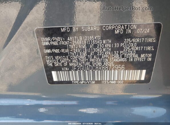 JF2GUADC8R8872956 2024 SUBARU CROSSTREK Gray Engine compartment view