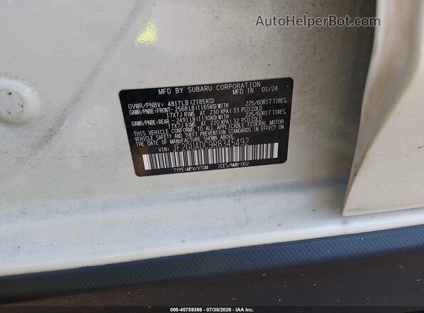 JF2GUADC9R8345492 2024 SUBARU CROSSTREK Белый Вид подкапотного пространства