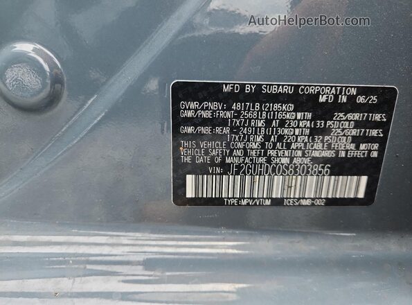 JF2GUHDC0S8303856 2025 SUBARU CROSSTREK Blue Панорамний вид салону 360°