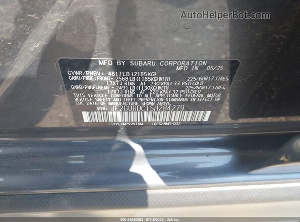 JF2GUHDC1SH284279 2025 SUBARU CROSSTREK Black Engine compartment view