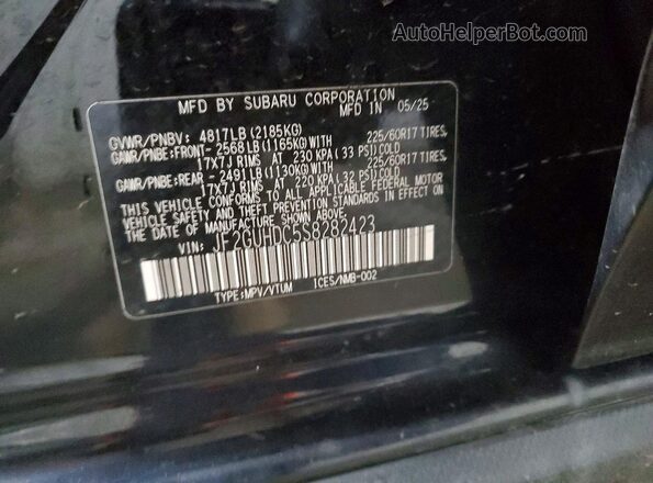 JF2GUHDC5S8282423 2025 SUBARU CROSSTREK Black Widok naklejki z numerem VIN