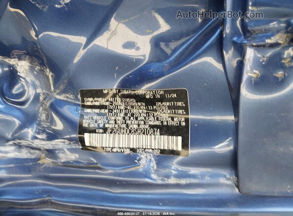 JF2GUHDC8SH210874 2025 SUBARU CROSSTREK Blue Widok komory silnika