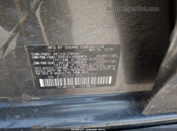 JF2GUHDC9S8232317 2025 SUBARU CROSSTREK Black ძრავის განყოფილების ხედი