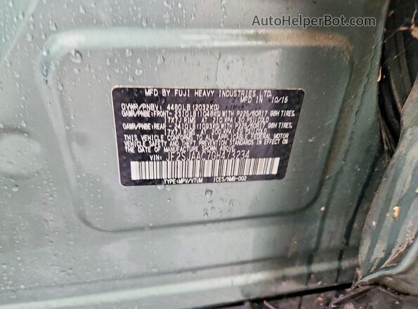 JF2SJAAC7GH473234 2016 SUBARU FORESTER Green VIN sticker view