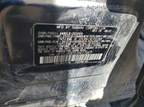 JF2SJABC0JH427847 2018 SUBARU FORESTER Gray VIN კოდის სტიკერის ხედი