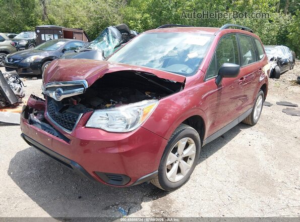 JF2SJABC1GH520949 2016 SUBARU FORESTER Red წინა მარცხენა ხედი სამი მეოთხედიდან