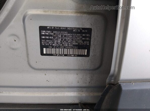 JF2SJABC2HH462044 2017 SUBARU FORESTER Silver Շարժիչի բաժամունքի տեսք