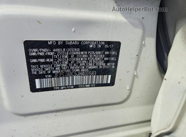 JF2SJABC5JH401583 2018 SUBARU FORESTER White Vista del compartimento del motor