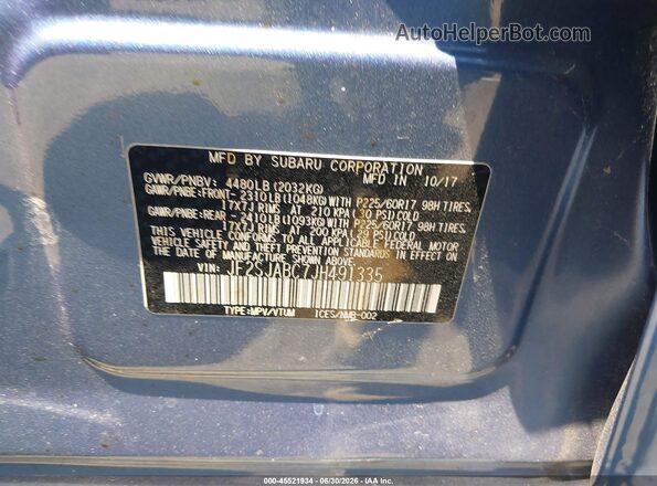 JF2SJABC7JH491335 2018 SUBARU FORESTER Blue Вид підкапотного простору
