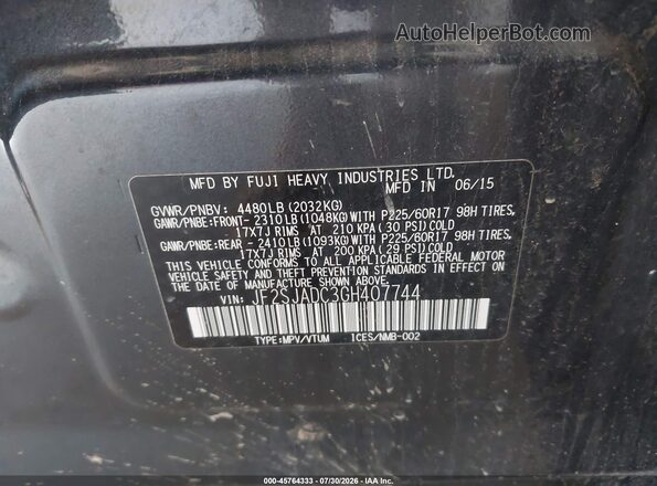 JF2SJADC3GH407744 2016 SUBARU FORESTER Черный Вид подкапотного пространства