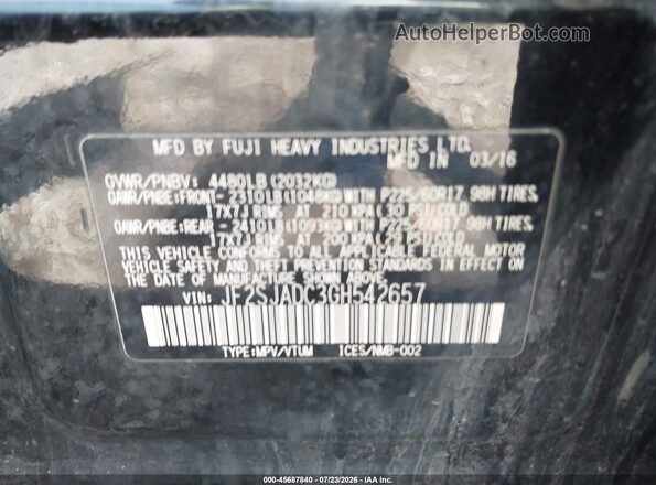 JF2SJADC3GH542657 2016 SUBARU FORESTER Black ძრავის განყოფილების ხედი