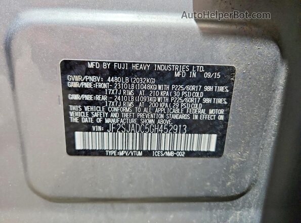 JF2SJADC5GH452913 2016 SUBARU FORESTER Silver Engine compartment view