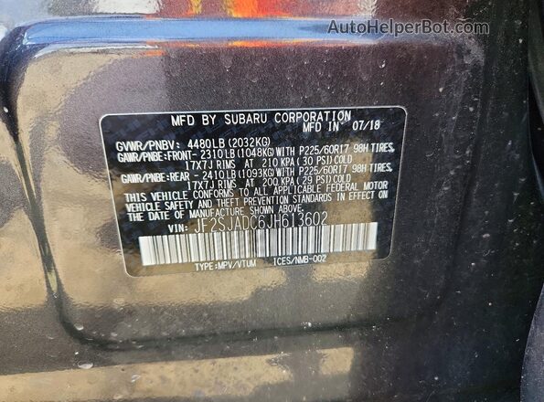 JF2SJADC6JH613602 2018 SUBARU FORESTER Серый Вид подкапотного пространства