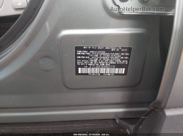 JF2SJADC8GH465378 2016 SUBARU FORESTER Зеленый Вид подкапотного пространства