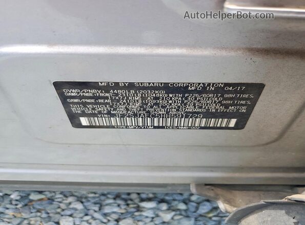 JF2SJAEC5HH591729 2017 SUBARU FORESTER Silver Widok naklejki z numerem VIN
