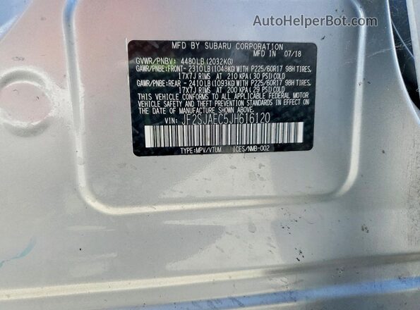 JF2SJAEC5JH616120 2018 SUBARU FORESTER Silver Widok komory silnika