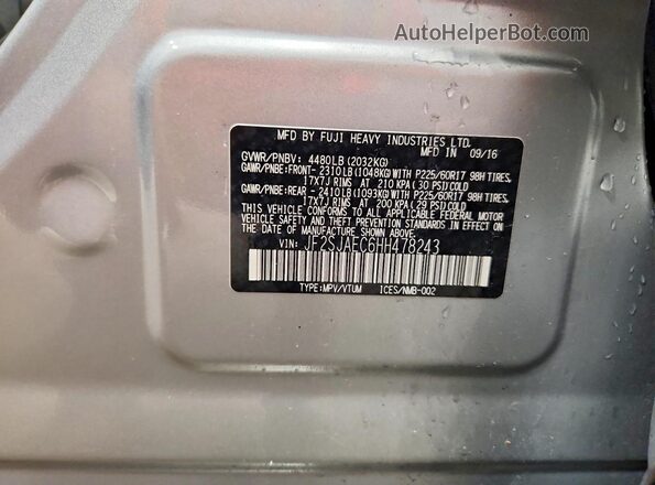 JF2SJAEC6HH478243 2017 SUBARU FORESTER Gray სალონის 360-გრადუსიანი ხედი