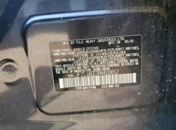 JF2SJAEC7HH400652 2017 SUBARU FORESTER Серый Вид подкапотного пространства