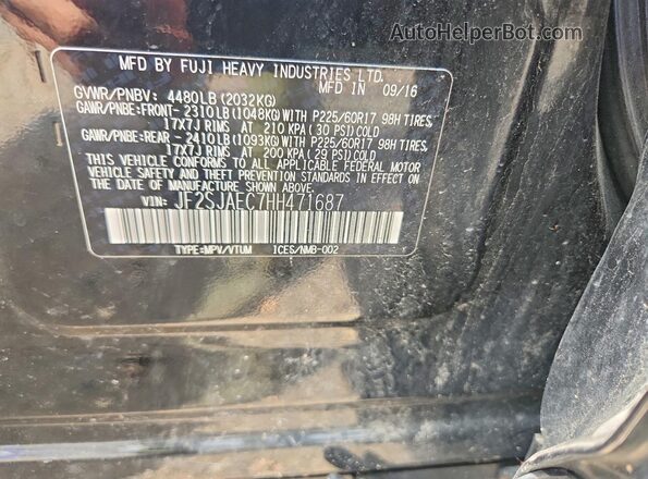 JF2SJAEC7HH471687 2017 SUBARU FORESTER Black Շարժիչի բաժամունքի տեսք