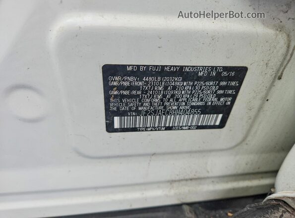 JF2SJAEC8HH404855 2017 SUBARU FORESTER White VIN կոդի պիտակի տեսք