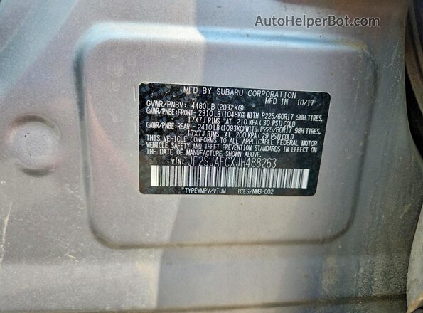 JF2SJAECXJH488263 2018 SUBARU FORESTER Серебряный Вид наклейки с VIN-кодом