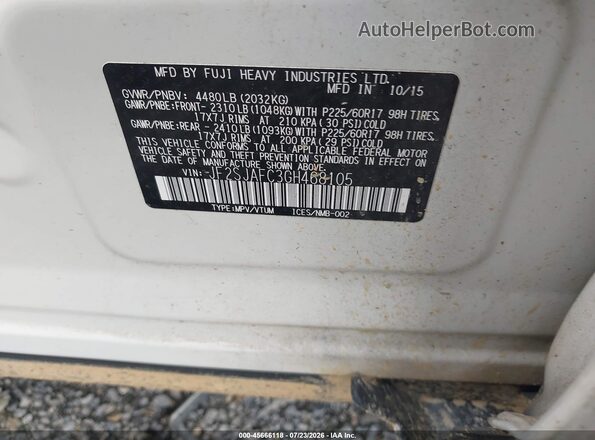JF2SJAFC3GH468105 2016 SUBARU FORESTER White Вид підкапотного простору