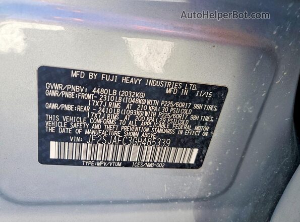 JF2SJAFC3GH485339 2016 SUBARU FORESTER Серебряный Вид подкапотного пространства