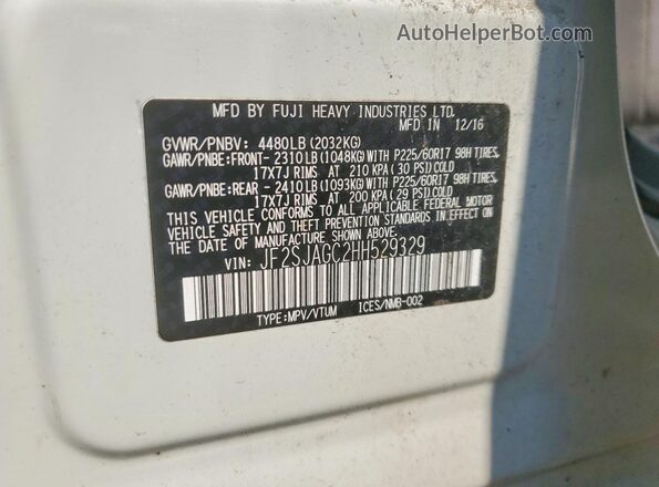 JF2SJAGC2HH529329 2017 SUBARU FORESTER White Вид наклейки з VIN-кодом