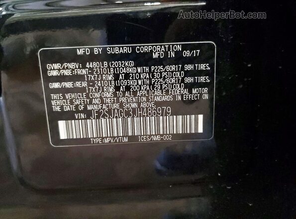 JF2SJAGC3JH486979 2018 SUBARU FORESTER Black Engine compartment view