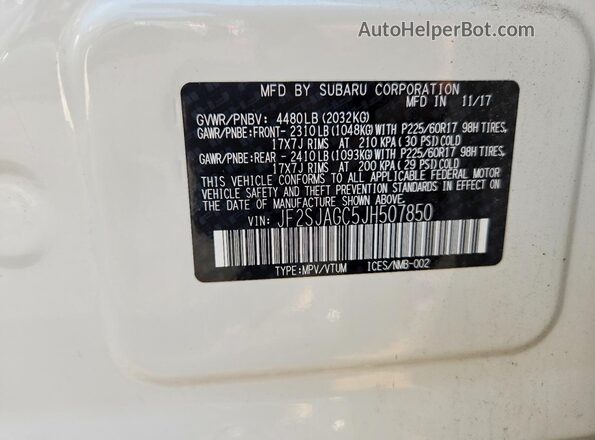 JF2SJAGC5JH507850 2018 SUBARU FORESTER White Engine compartment view