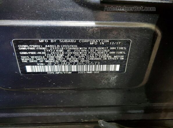 JF2SJAGC7JH525573 2018 SUBARU FORESTER Charcoal Vista interior de 360 grados