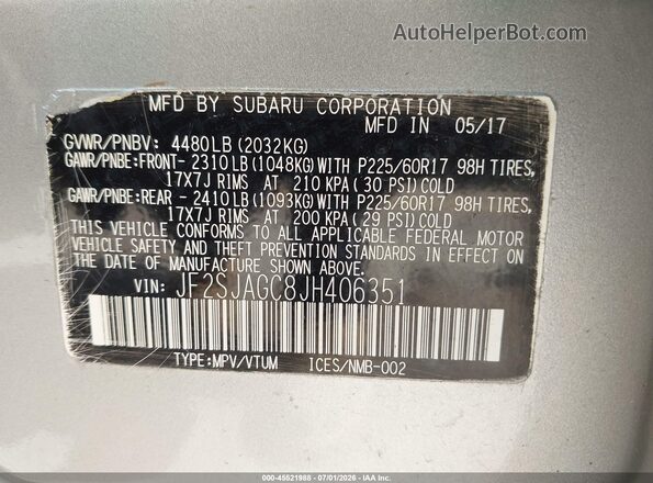 JF2SJAGC8JH406351 2018 SUBARU FORESTER Light Blue Вид подкапотного пространства