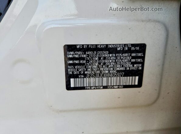 JF2SJAJC4HH405927 2017 SUBARU FORESTER White Engine compartment view