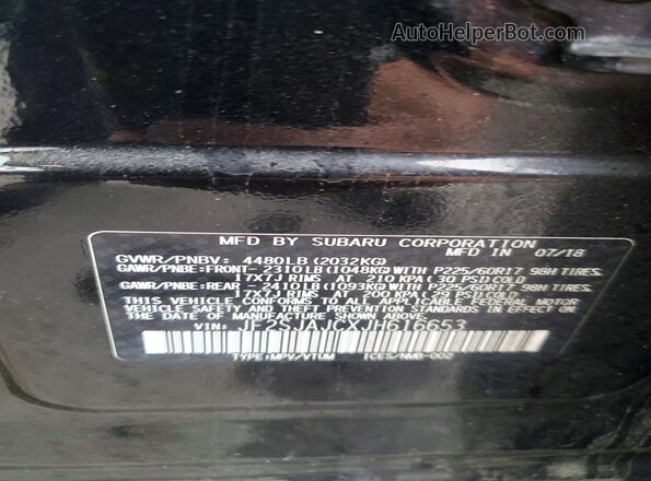 JF2SJAJCXJH616653 2018 SUBARU FORESTER Black VIN sticker view