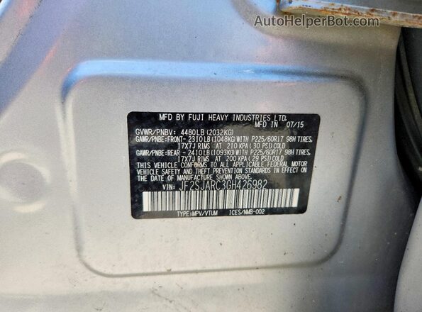 JF2SJARC3GH426982 2016 SUBARU FORESTER Серебряный Вид наклейки с VIN-кодом