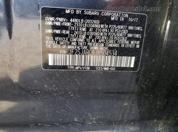 JF2SJARC6JH504534 2018 SUBARU FORESTER Черный Вид подкапотного пространства